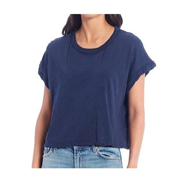 Free People Tops - Free People We the Free You Rock Tee T-Shirt Navy L Cotton